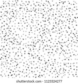 Silver confetti triangle on a white background. Abstract celebration background in the form of a silver triangle. Decorative element. Suitable for your design, cards, invitations, gifts.