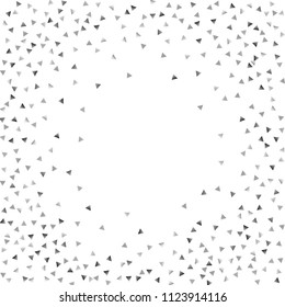 Silver confetti triangle on a white background. Abstract celebration background in the form of a silver triangle. Decorative element. Suitable for your design, cards, invitations, gifts.