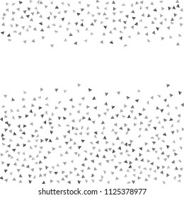 Silver confetti triangle on a white background. Abstract celebration background in the form of a silver triangle. Decorative element. Suitable for your design, cards, invitations, gifts.