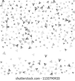 Silver confetti triangle on a white background. Abstract celebration background in the form of a silver triangle. Decorative element. Suitable for your design, cards, invitations, gifts.