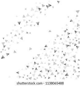 Silver confetti triangle on a white background. Abstract celebration background in the form of a silver triangle. Decorative element. Suitable for your design, cards, invitations, gifts.