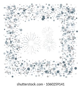Silver Confetti. Vector Festive Illustration. Holiday Decorative Tinsel Element for Design
