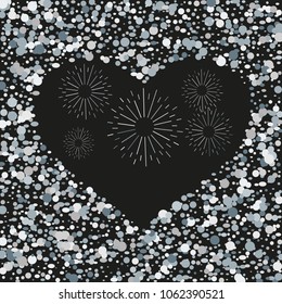 Silver Confetti. Vector Festive Illustration. Holiday Decorative Tinsel Element for Design