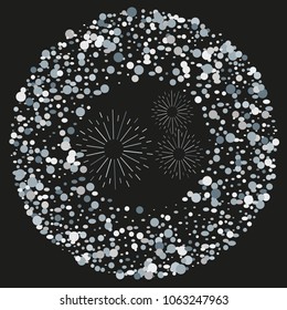Silver Confetti. Vector Festive Illustration. Holiday Decorative Tinsel Element for Design