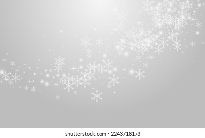 Silver Confetti Vector Grey Background. Grey Subtle Snowstorm Illustration. Glow Dots Texture. Festive Snow Pattern.