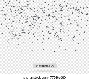 Silver Confetti. Vector Illustration.