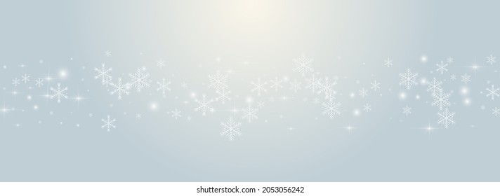 Silver Confetti Vector Panoramic Transparent Background. Grey Elegant Stars Wallpaper. Magic Dots Invitation. Christmas Flake Card.