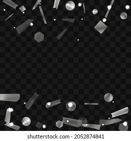 
Silberkonfetti. Lebhafter unscharfer Effekt. Festfolie. Großartiges Design für jeden Zweck. Feiertag, Geburtstag. Silber-Sequenzen. Lichtschärfe.