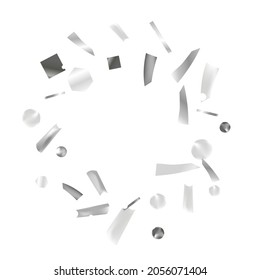 
Silver confetti. Vivid blur effect. Festive foil. Great design for any purpose. Holiday, birthday. Silver sequins. Light glare.