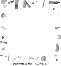 
Silver confetti. Vivid blur effect. Festive foil. Great design for any purpose. Holiday, birthday. Silver sequins. Light glare.