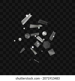 
Silver confetti. Vivid blur effect. Festive foil. Great design for any purpose. Holiday, birthday. Silver sequins. Light glare.