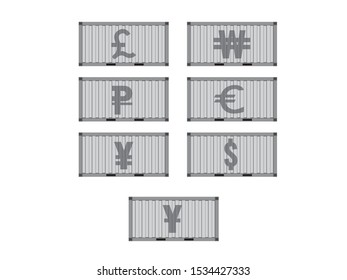 Silver container with currency sign,business trade concept,vector illustration