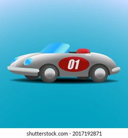 Silver convertible race sport car vector illustration transport auto icon