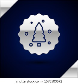 Silver Cookie or biscuit with chocolate icon isolated on dark blue background.  Vector Illustration