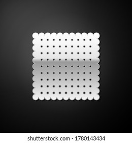 Silver Cookie icon isolated on black background. Pastry sing. Biscuit symbol. Long shadow style. Vector