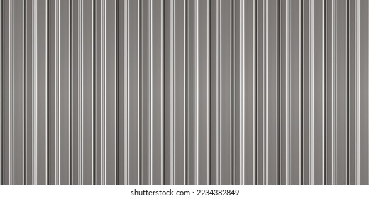 Silver corrugated iron sheets seamless pattern of fence or warehouse wall. Zink galvanized steel profiled panels. Metal wave sheet. Vector illustration. Aluminium container