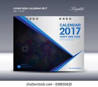 Silver Cover Desk Calendar 2017 Design Template polygon vector, business brochure flyer template, advertisement, printing layout