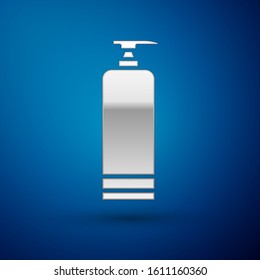 Silver Cream or lotion cosmetic tube icon isolated on blue background. Body care products for men.  Vector Illustration