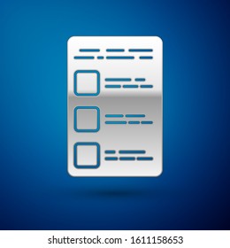 Silver Create account screen on mobile phone icon isolated on blue background.  Vector Illustration