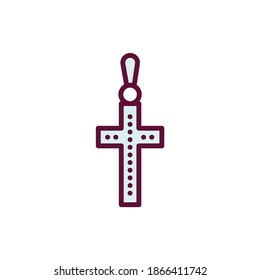 Silver cross line icon. Isolated vector element.