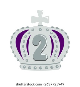 Silver crown (2nd place) vector icon illustration
