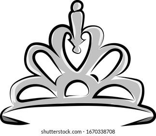 Coroa de prata, ilustração, vetor sobre fundo branco.