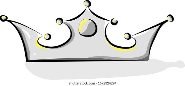 Silver crown, illustration, vector on white background.