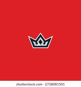Diseño de Vector plano de icono de logotipo de corona plateada