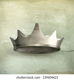 Silver crown, old style vector
