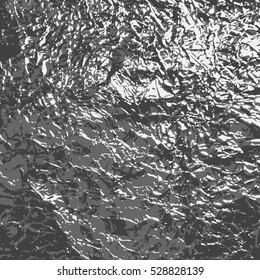 Silver crumpled foil background