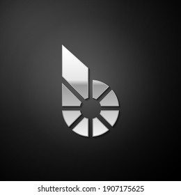 Silver Cryptocurrency coin Bitshares BTS icon isolated on black background. Physical bit coin. Digital currency. Blockchain based secure crypto currency. Long shadow style. Vector.