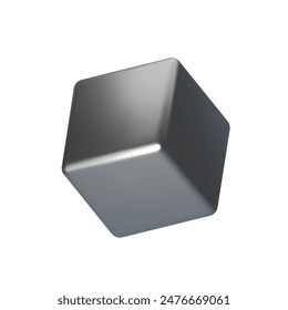 Cubo de plata en estilo 3D aislado sobre fondo blanco. Ilustración vectorial