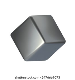 Cubo de plata en estilo 3D aislado sobre fondo blanco. Ilustración vectorial