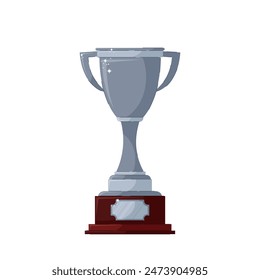 Silver cup in flat style on a white background. Reward for winning the competition. Second place.