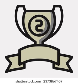 Silver cup icon or logo illustration filled outline color style, Trophy icons color style vector.