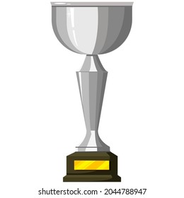 Silver cup isolated on a white background. The winners prize, a trophy, an award for sports achievements and victories. Flat vector illustration of cups