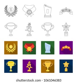 Silver cup for the second place, gold stars on the stand, a cup with a star, a gold cup.Awards and trophies set collection icons in outline,flet style vector symbol stock illustration web.