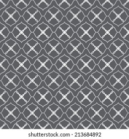 Silver curve blossom seamless pattern on pastel color. Vintage bloom pattern for sweet or retro design.