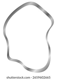 Quadro de metal curva de prata isolado no branco. Quadro vetorial da foto. Quadro para texto, certificado, imagens, diploma. Luxo, ouro, casamento, celebração. Quadro ondulado