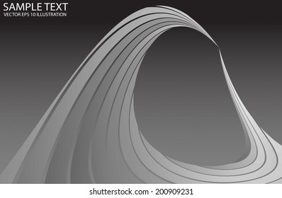 Silver curved round space background illustration - Metal circular frame design template