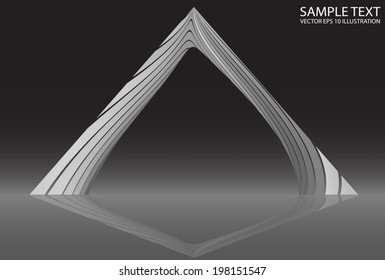 Silver curved shape reflected background illustration - Metal curved modern  design  template reflected