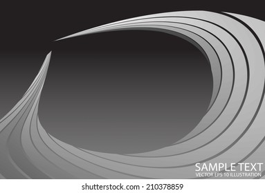 Silver curved space background illustration - Metal modern frame design template
