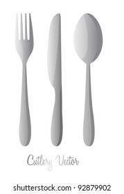 silver cutlery isolated over white background. vector illustration