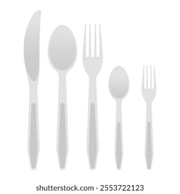 Silver Cutlery Set Vector Illustration