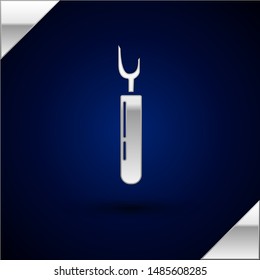 Silver Cutter tool icon isolated on dark blue background. Sewing knife with blade.  Vector Illustration