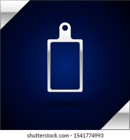 Silver Cutting board icon isolated on dark blue background. Chopping Board symbol.  Vector Illustration