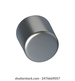 Silver cylinder in 3D Style isolated on white background. Vector illustration