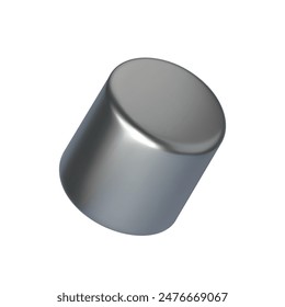 Silver cylinder in 3D Style isolated on white background. Vector illustration