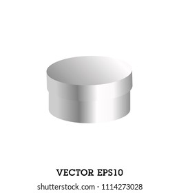 Silver cylinder box isolated on white background. product package for design.
