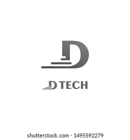 Silver D Letter Technology Logo Template. Vector. Icon